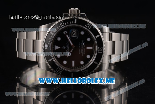 Rolex Submariner Clone Rolex 3135 Automatic Stainless Steel Case/Bracelet with Black Dial and Dot Markers (BP) - Click Image to Close